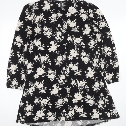 Wallis Petites Black Floral Shift Dress Size 14