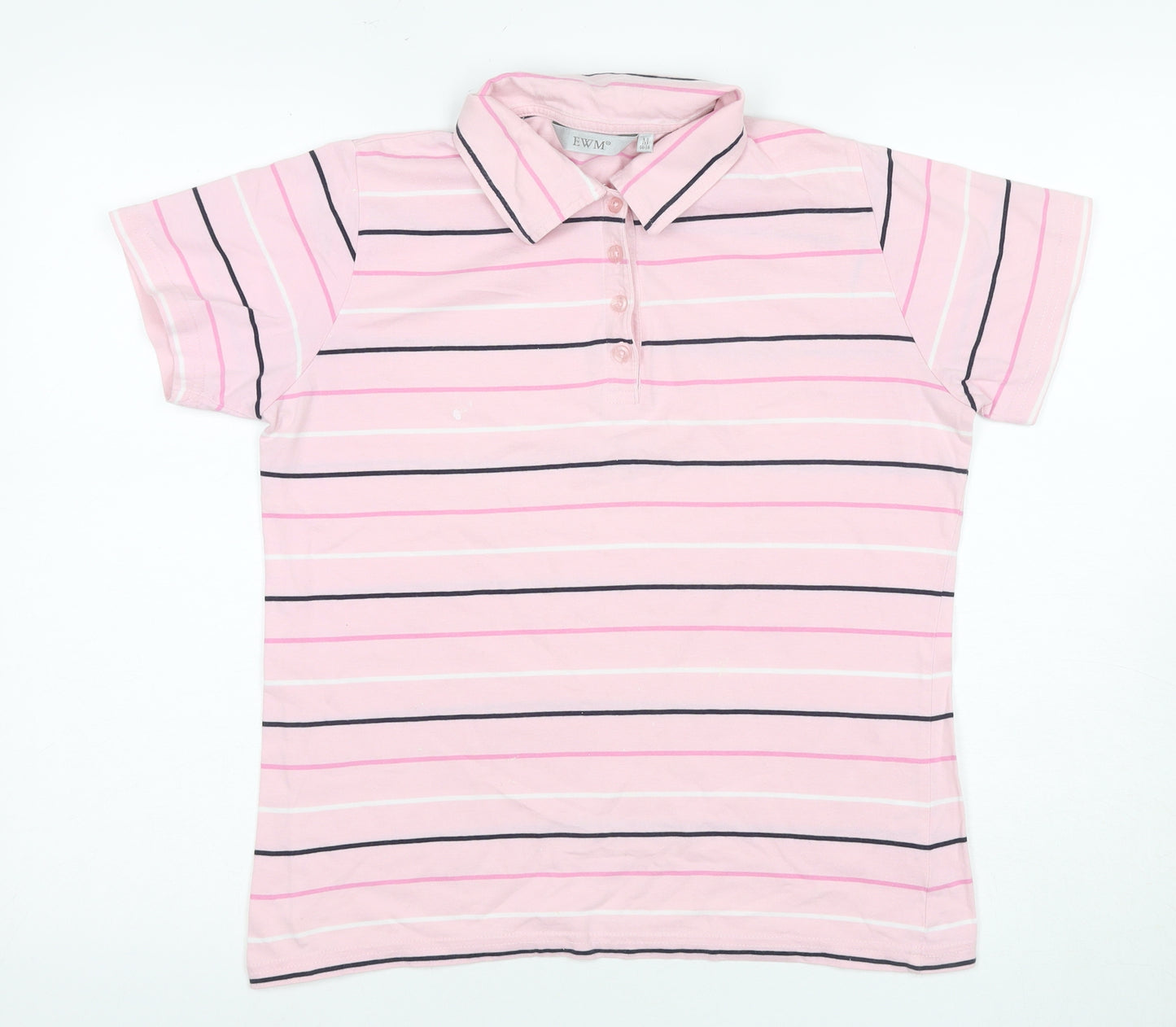 EWM Women's Pink Striped Polo Shirt Size 16