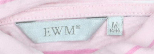 EWM Women's Pink Striped Polo Shirt Size 16