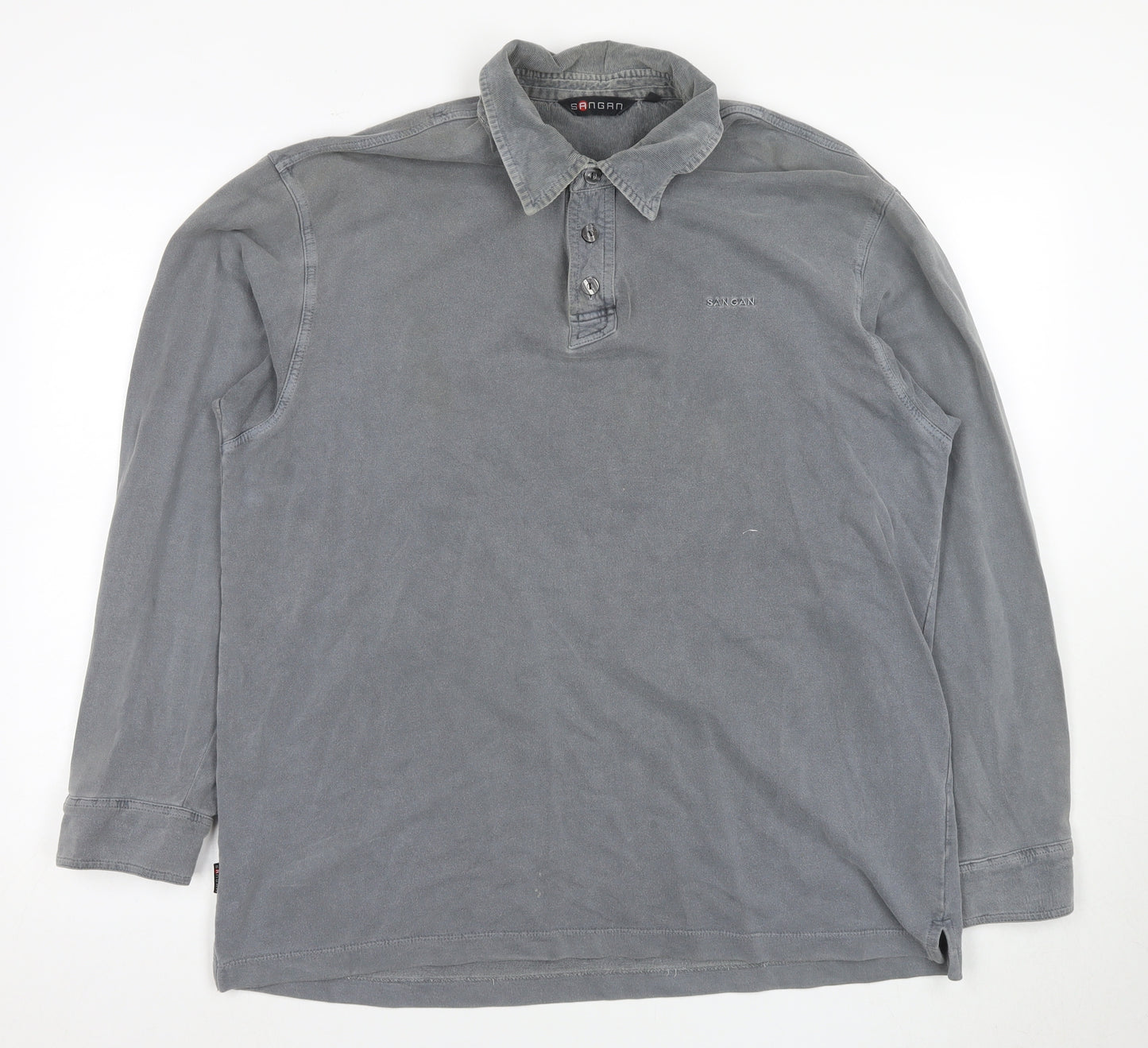 Sangan Men's Grey Long Sleeve Polo L