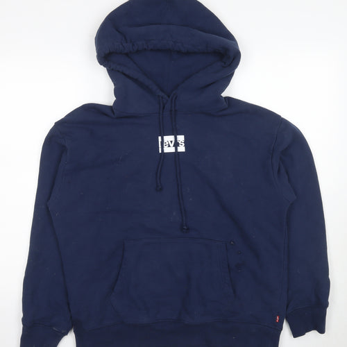 Levi's Men's Blue Pullover Hoodie, M - Logo Accents