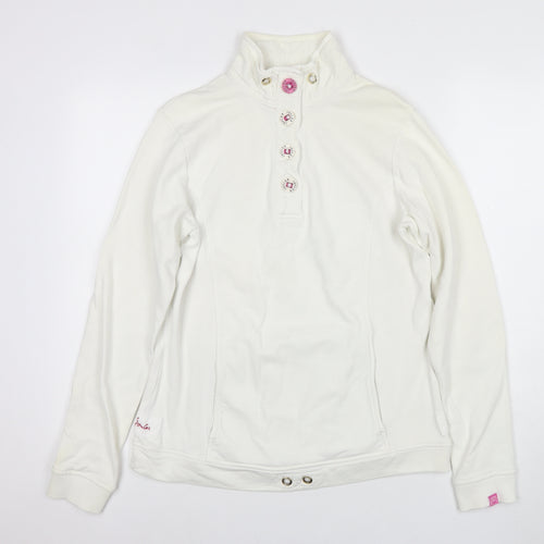 Joules Women White Cotton Pullover Sweatshirt Size 12