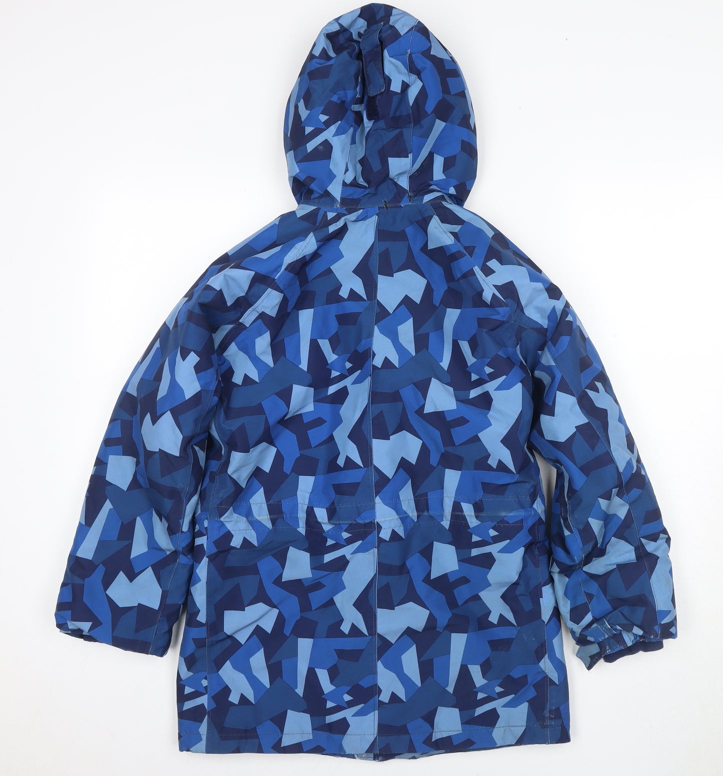Lands' End Boys Blue Camouflage Parka, Size 10-11, Hooded & Lined
