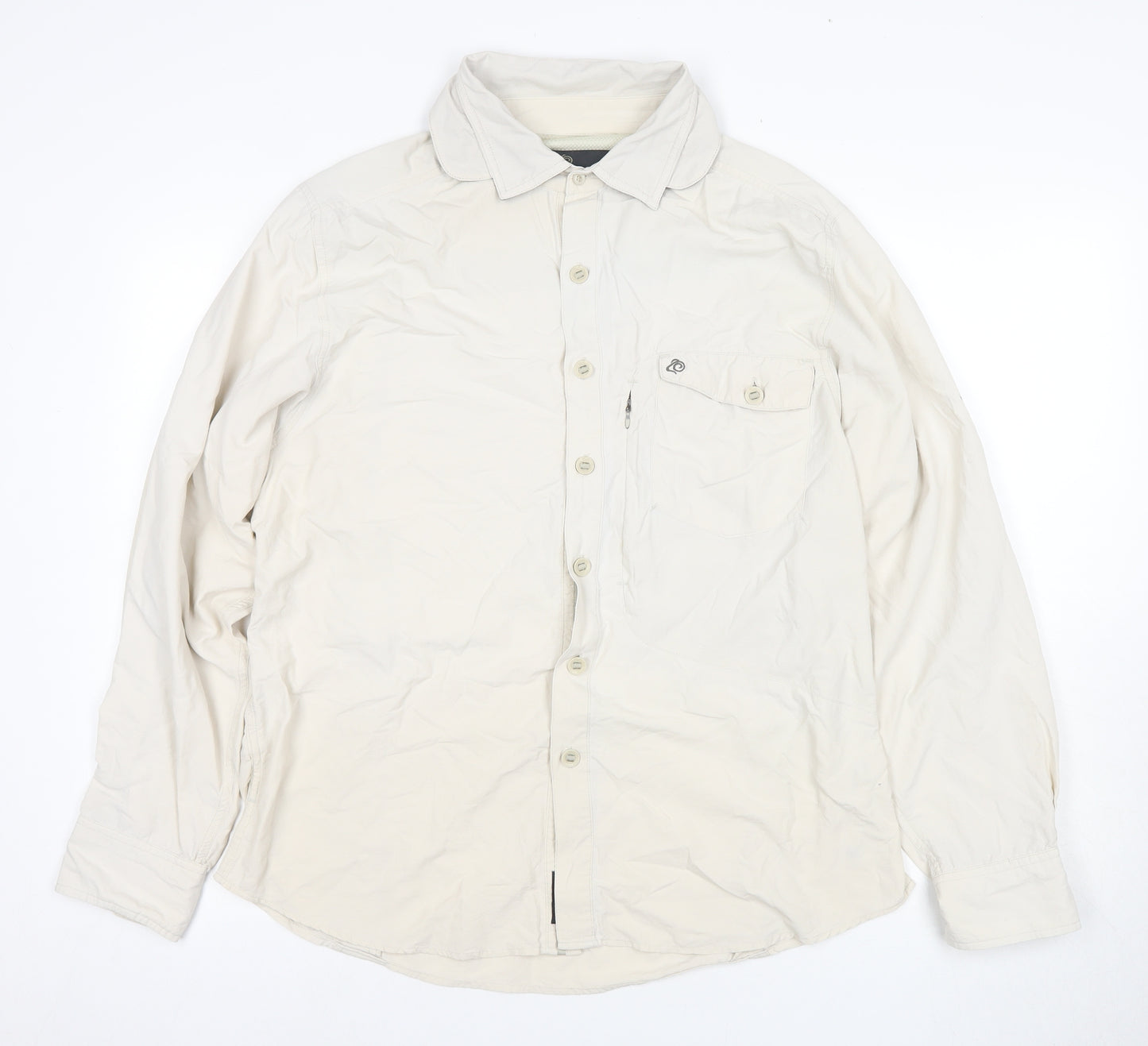 Craghoppers Men's Beige Long Sleeve Button-Up Shirt L