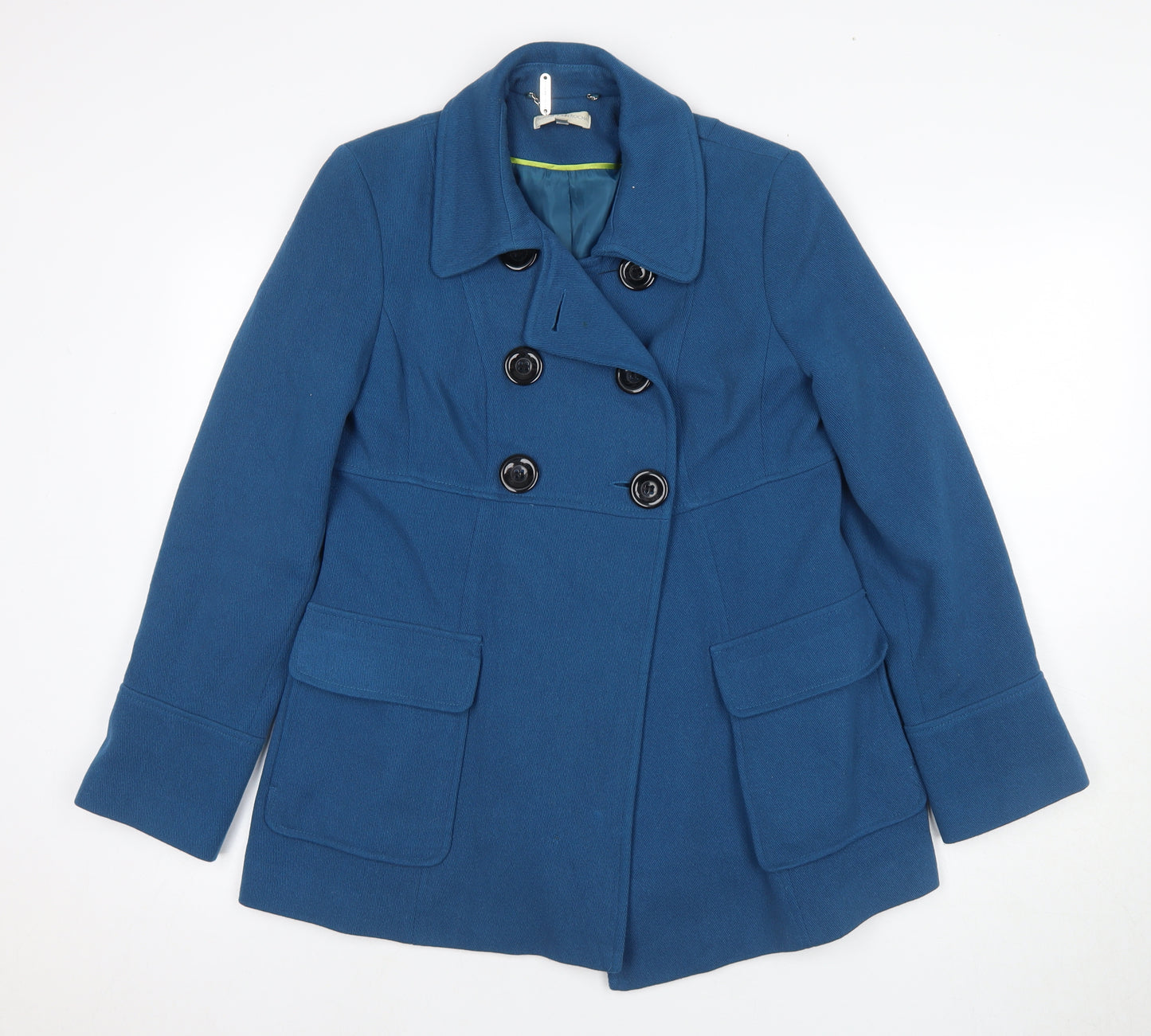 John Rocha Women's Blue Wool Pea Coat Size 12