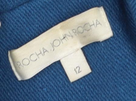 John Rocha Women's Blue Wool Pea Coat Size 12