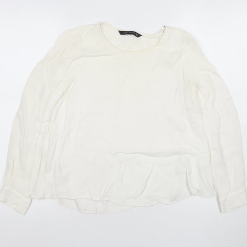 Zara Woman White Blouse, Women, S, Round Neck, Long Sleeve