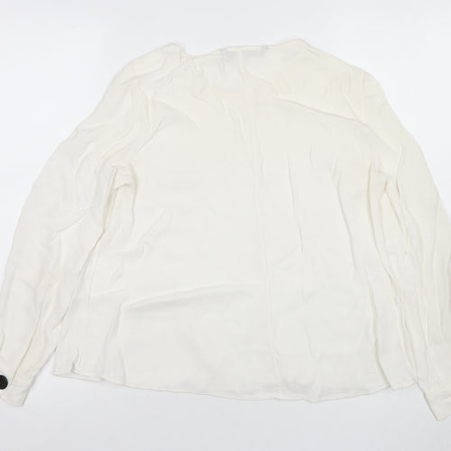 Zara Woman White Blouse, Women, S, Round Neck, Long Sleeve