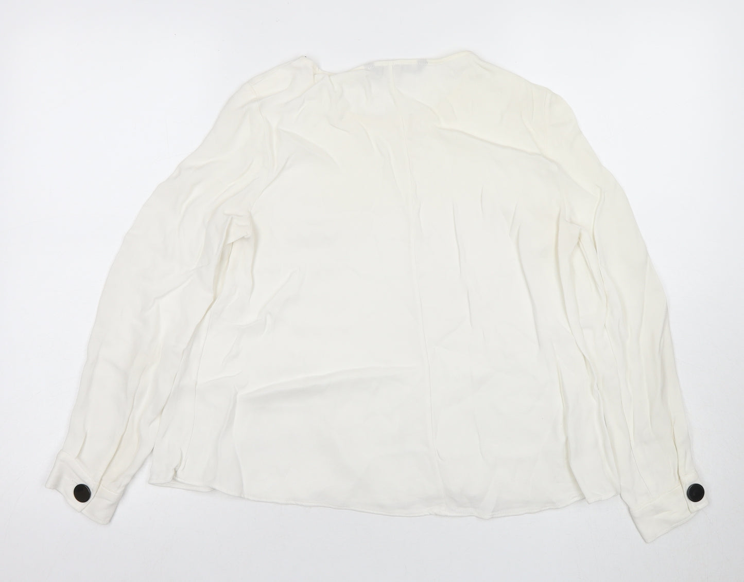 Zara Woman White Blouse, Women, S, Round Neck, Long Sleeve