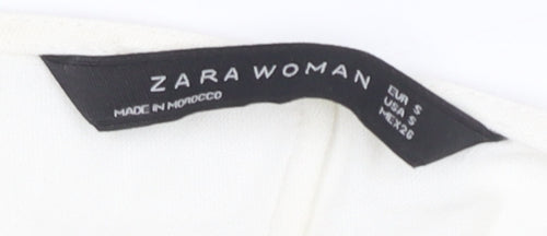 Zara Woman White Blouse, Women, S, Round Neck, Long Sleeve