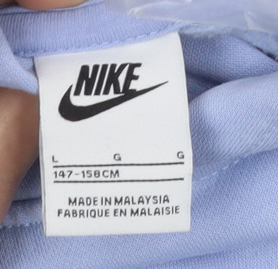 Nike Boys Blue Pullover Hoodie, Size L, Logo Accent