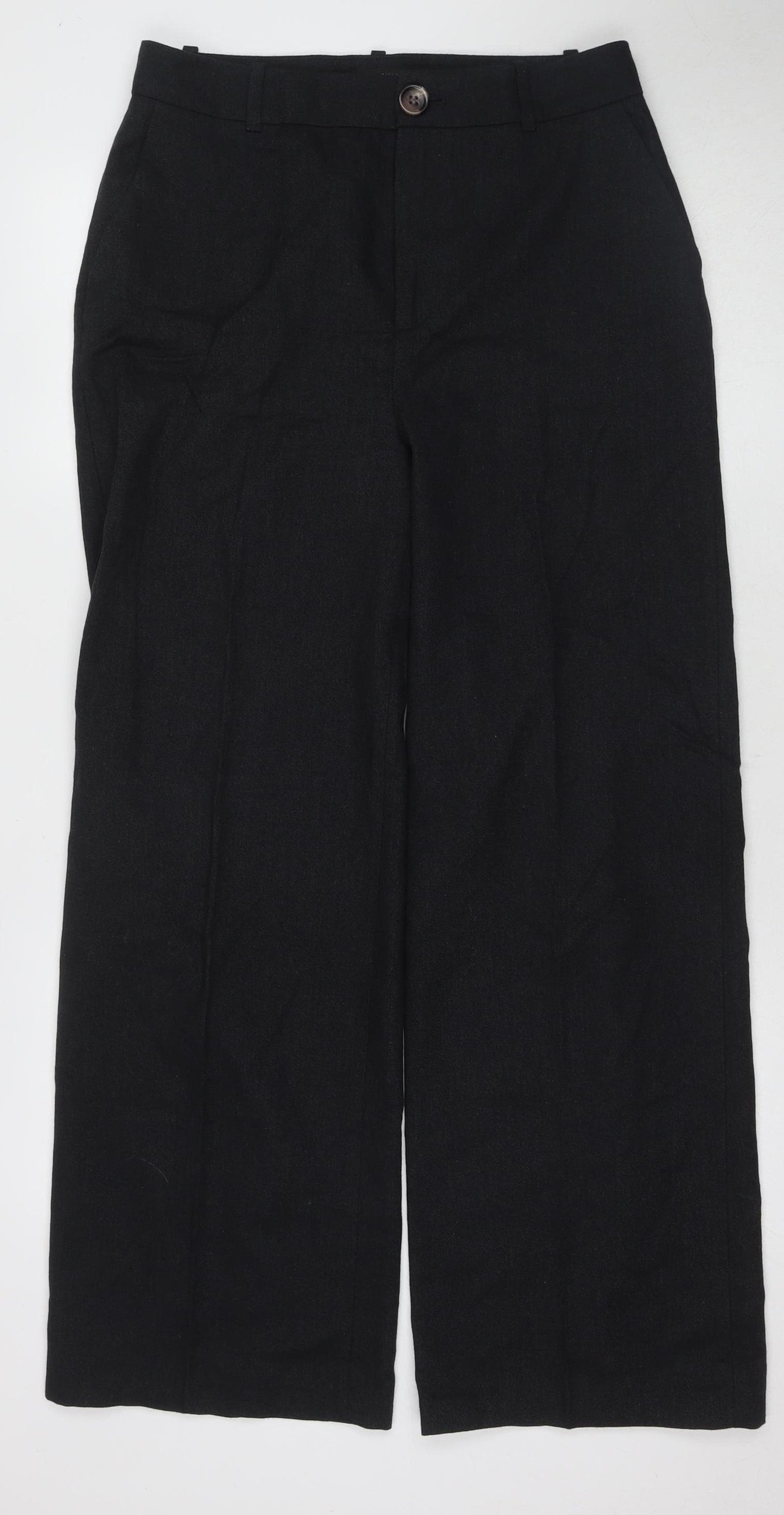 Zara Women's Black Wide-Leg Trousers, Size L