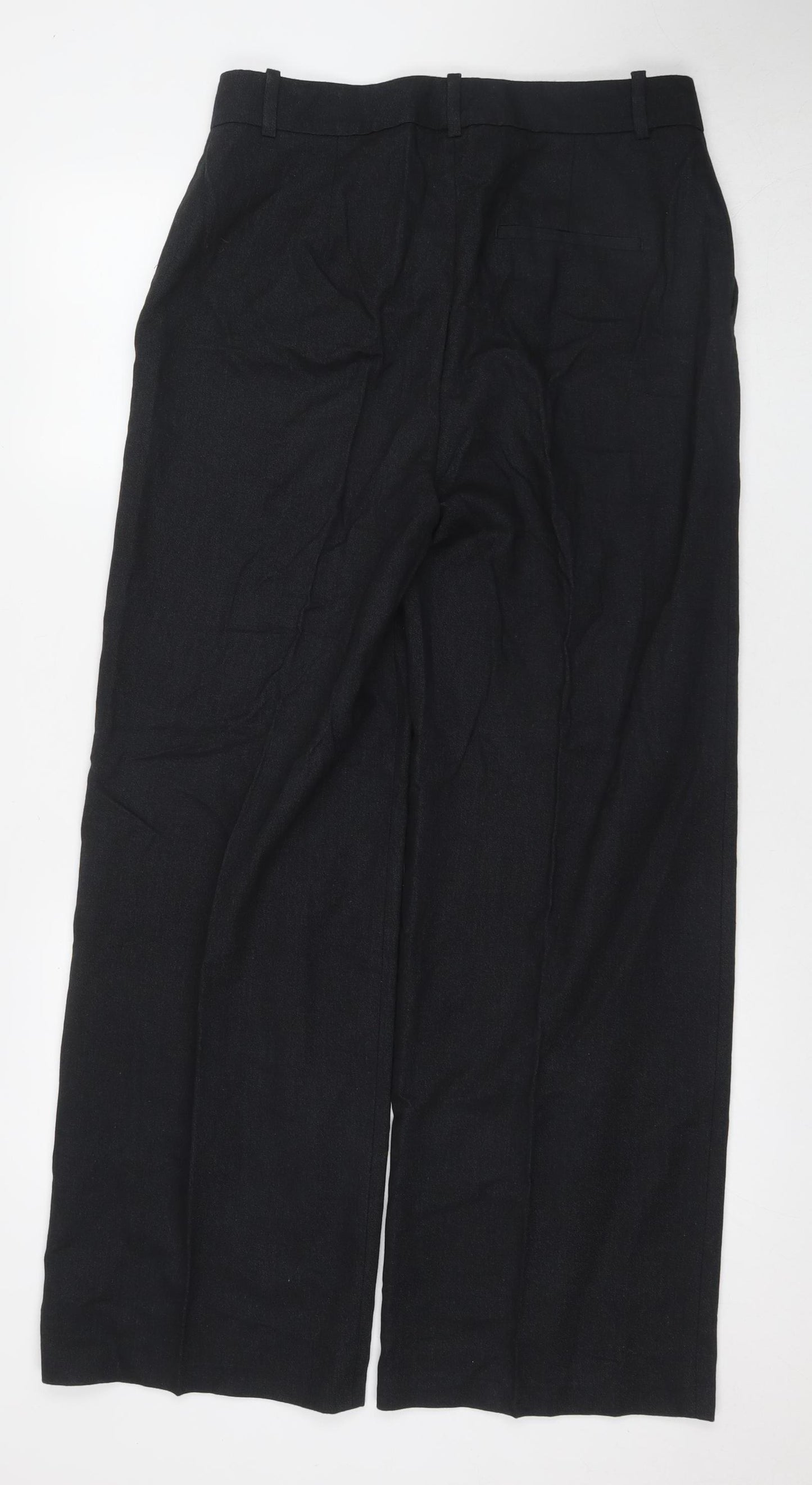Zara Women's Black Wide-Leg Trousers, Size L