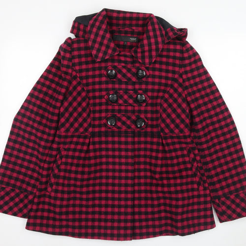 Next Women's Red Check Pea Coat, Size 10 Petite