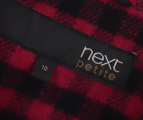 Next Women's Red Check Pea Coat, Size 10 Petite