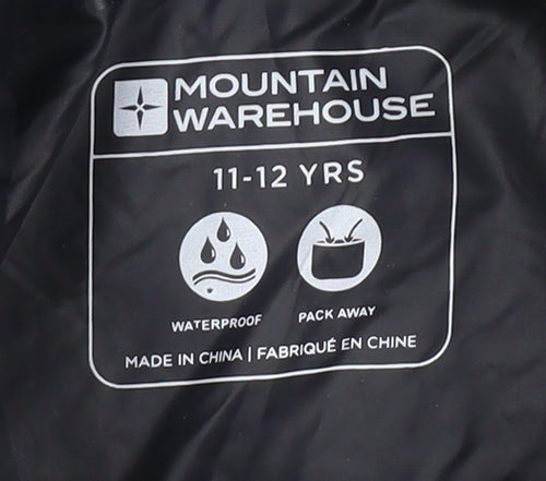 Mountain Warehouse Boys Black Waterproof Rain Jacket 11-12Y