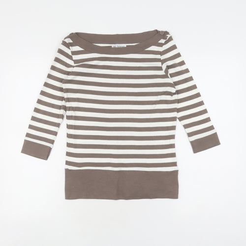 Marks and Spencer Women's Brown Striped Top, Size 14