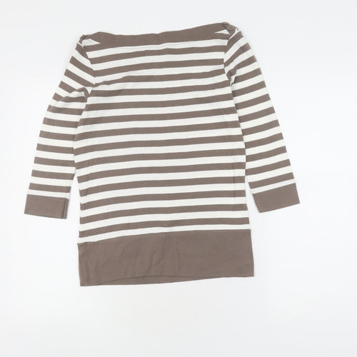 Marks and Spencer Women's Brown Striped Top, Size 14