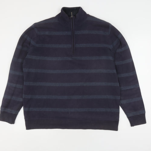 Atlantic Bay Men's Blue Medium Striped Full Zip Sweatshirt