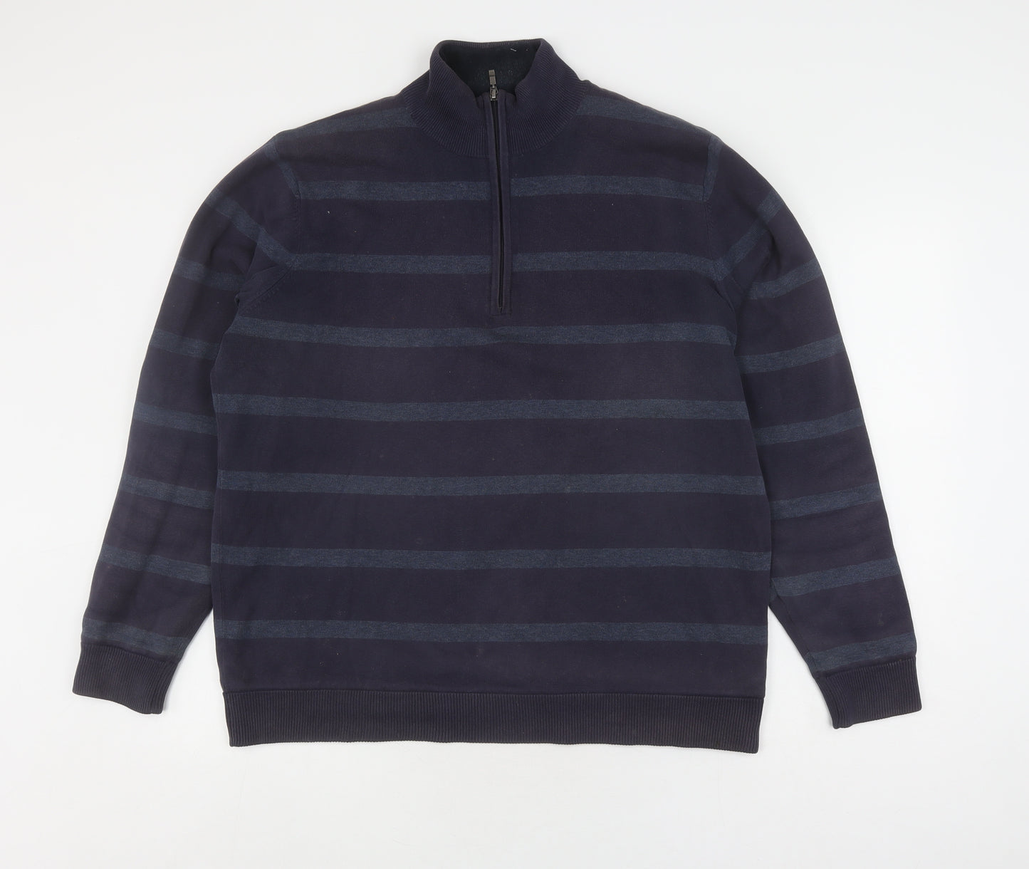 Atlantic Bay Men's Blue Medium Striped Full Zip Sweatshirt