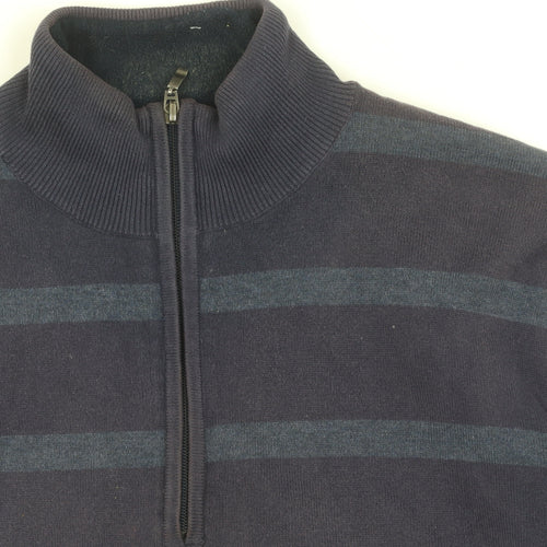 Atlantic Bay Men's Blue Medium Striped Full Zip Sweatshirt