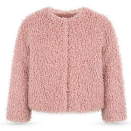 Girls Pink Fleece Jacket, Lined with Fur Trim, Size 11