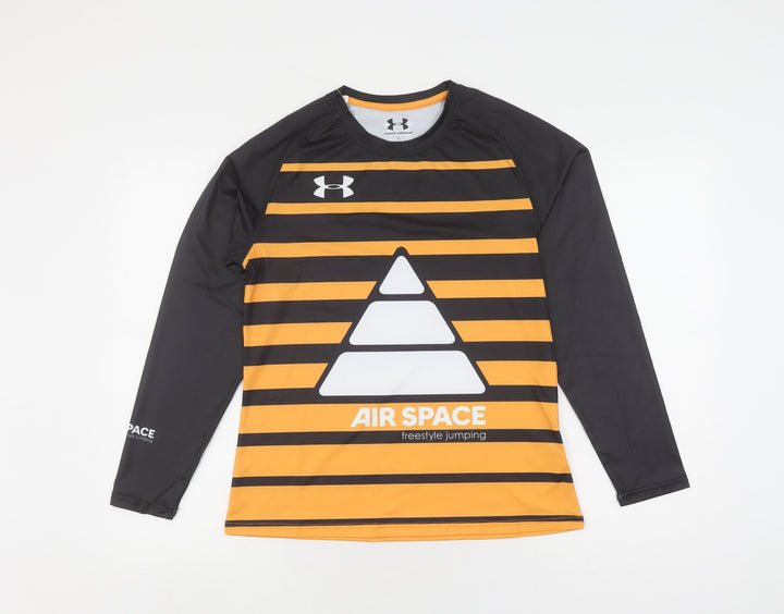 Under Armour Boys Black Striped Jersey T-Shirt 10-11 Years
