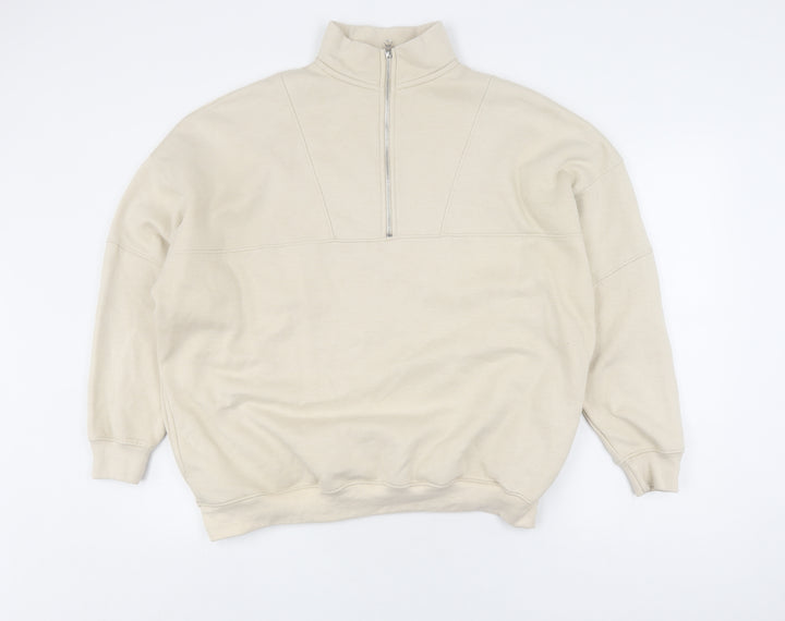 Boohoo Women's Beige Pullover Sweatshirt Medium