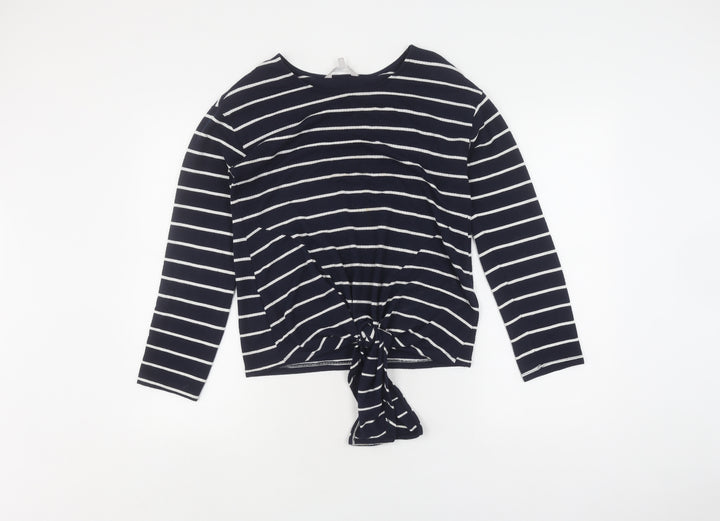 Red Herring Women's Blue Striped T-Shirt, Size 10, Long Sleeve
