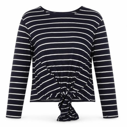 Red Herring Women's Blue Striped T-Shirt, Size 10, Long Sleeve