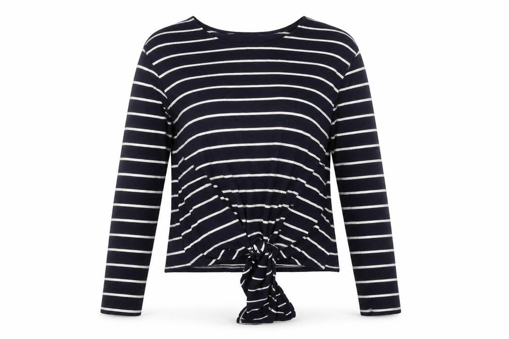 Red Herring Women's Blue Striped T-Shirt, Size 10, Long Sleeve