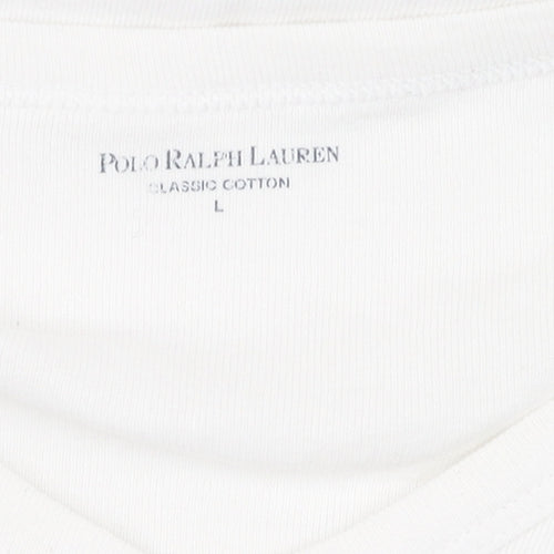 Polo Ralph Lauren Unisex White Classic V-Neck T-Shirt L