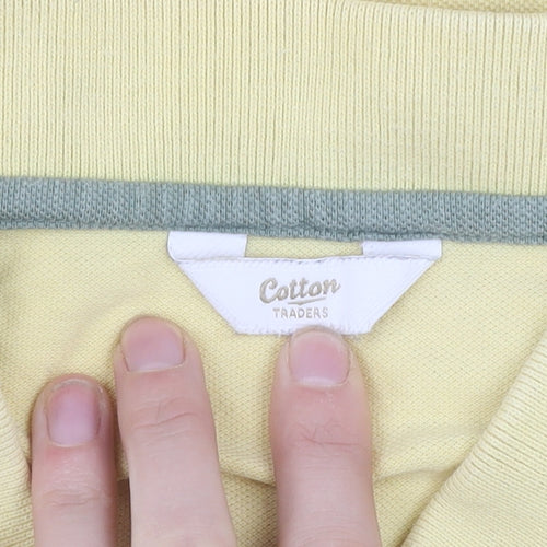 Cotton Traders Men's Yellow Polo Shirt L, Short Sleeve