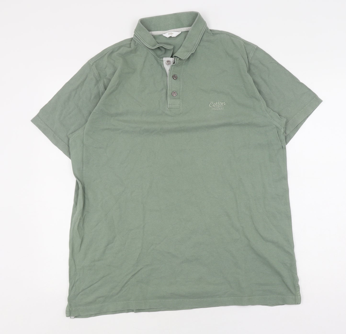 Cotton Traders Men's Green Polo Shirt, Size L, Casual Style