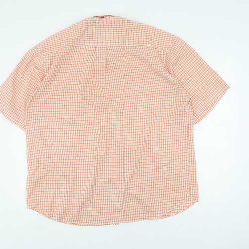 Lacoste Men's Orange Check Short Sleeve Button-Up 2XL
