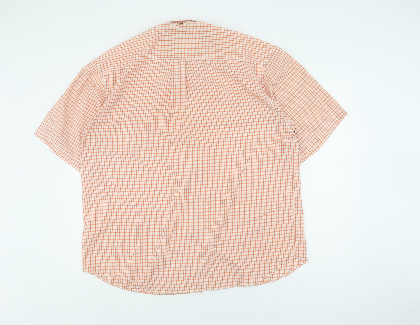 Lacoste Men's Orange Check Short Sleeve Button-Up 2XL