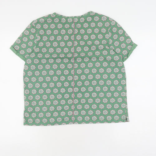 White Stuff Women's Green Floral Short Sleeve T-Shirt