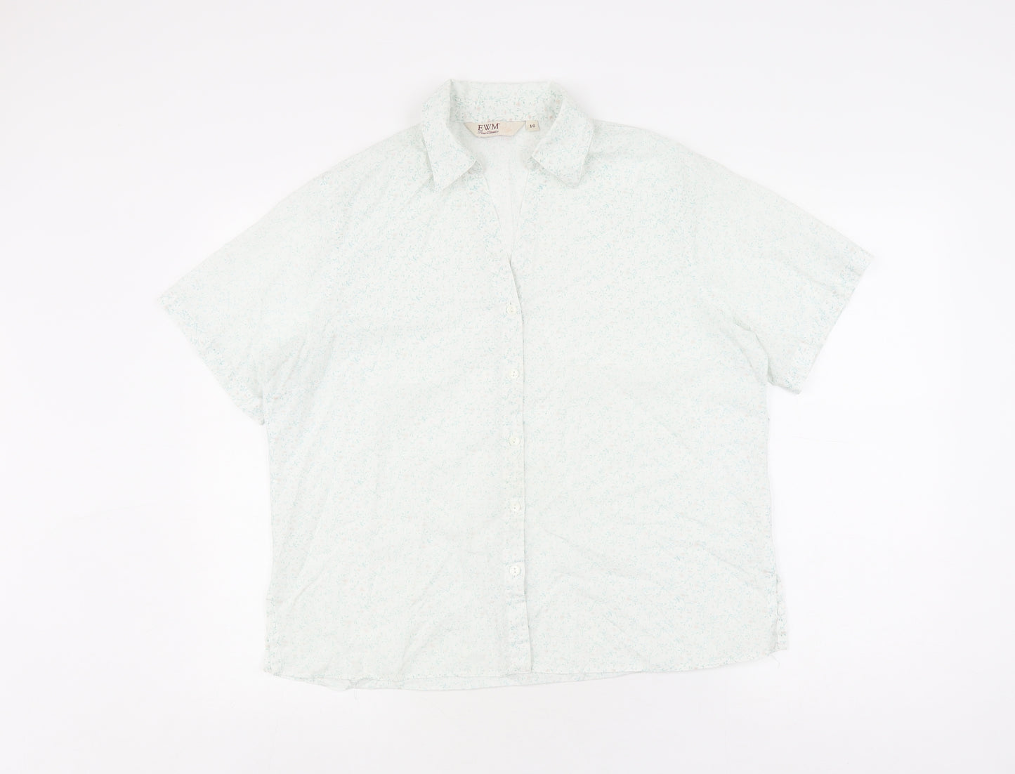 EWM Women's White Floral Button-Up Shirt Size 16