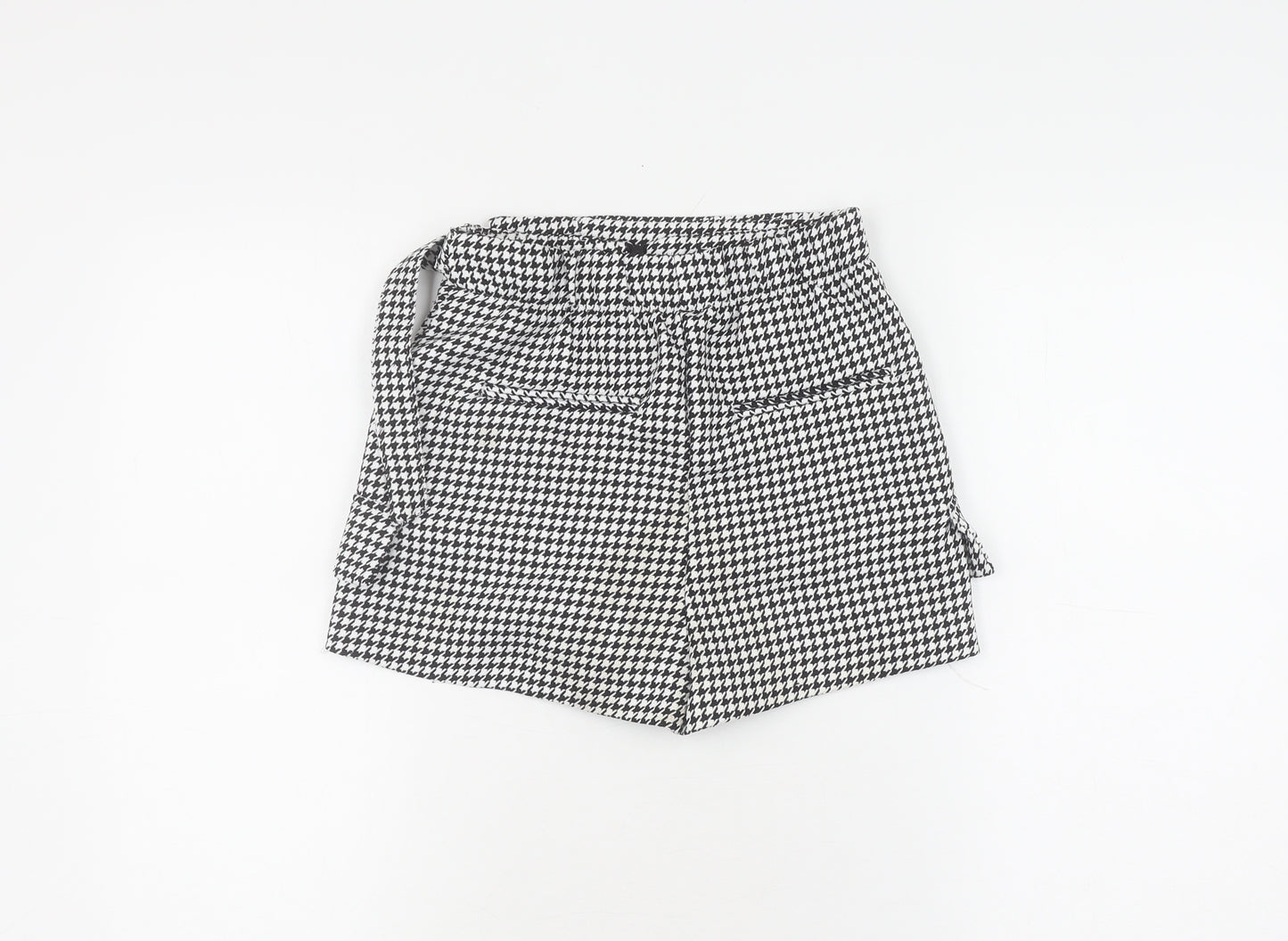 Bershka Women's Skort, Black, Size 6, Houndstooth