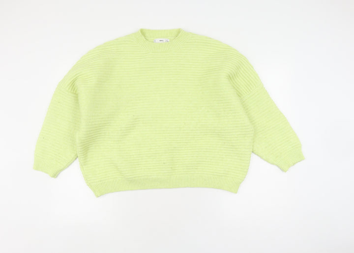 MNG Women's Green Pullover Jumper, Mock Neck, Relaxed Fit M