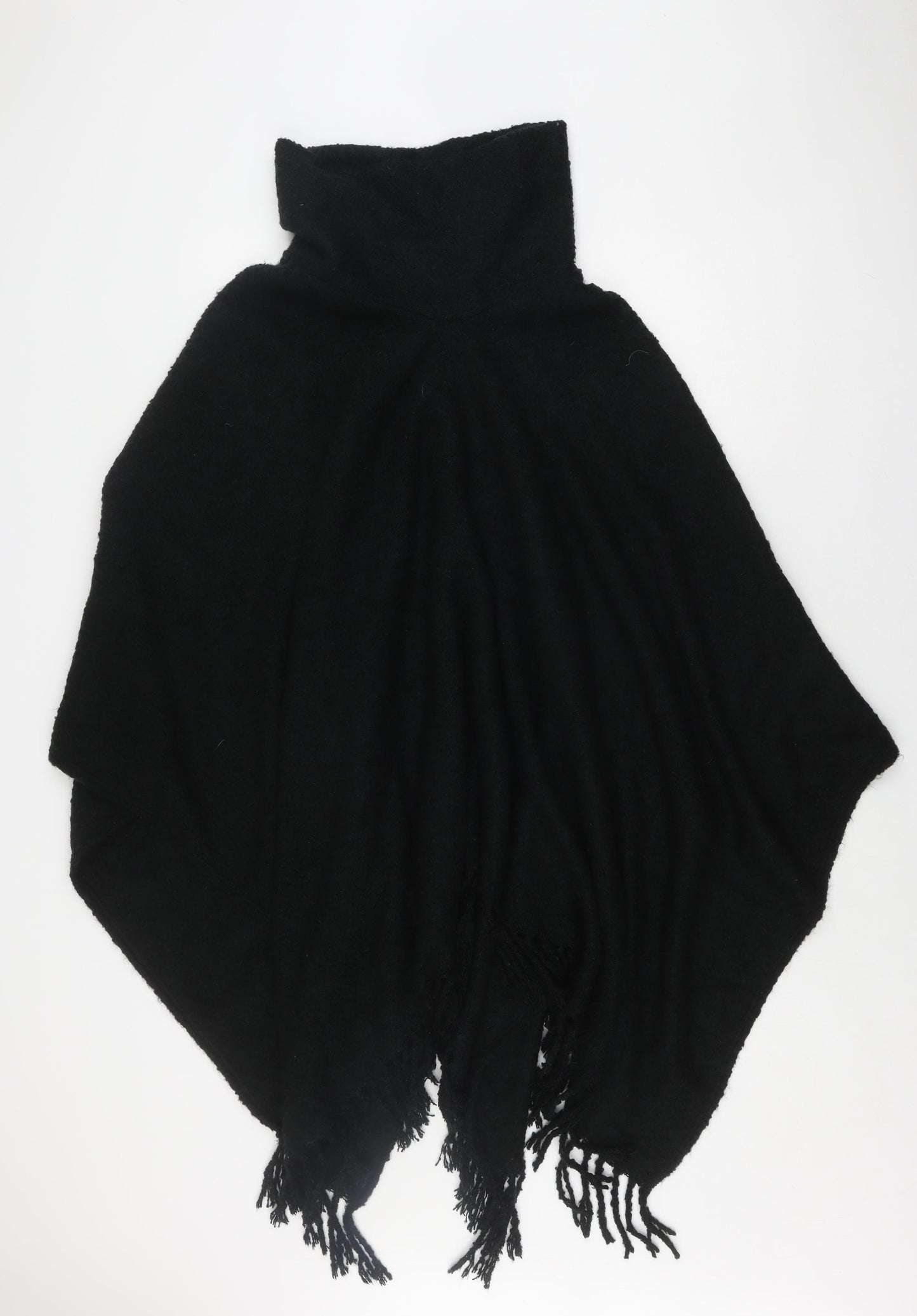 Next Women's Black Fringe Poncho One Size Casual