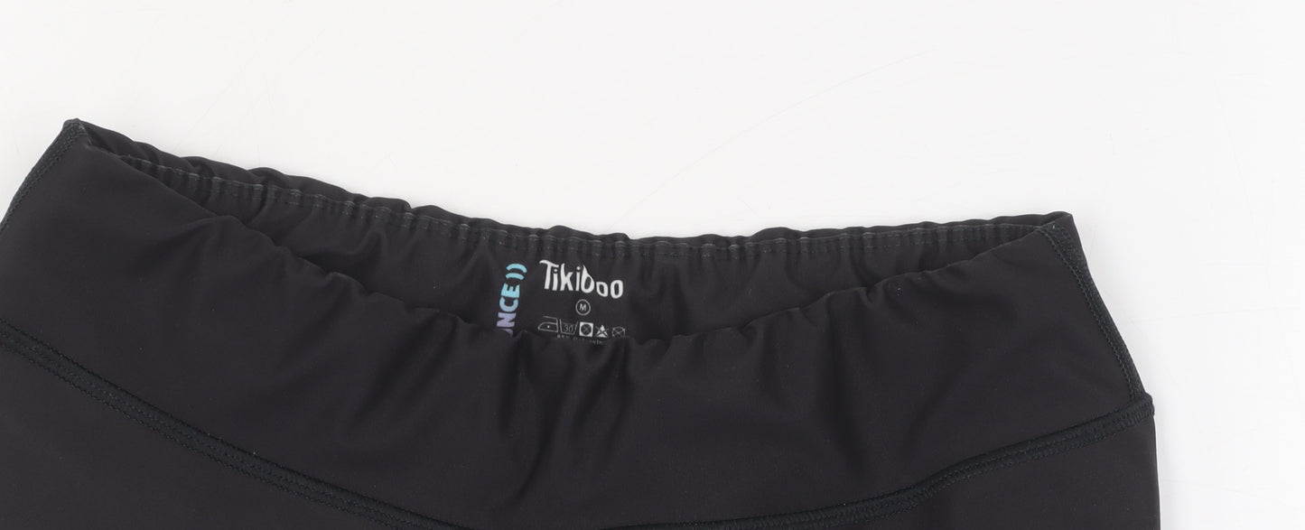 Tikiboo Women's Black & Blue Striped Leggings M