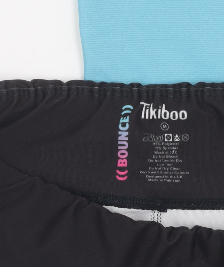 Tikiboo Women's Black & Blue Striped Leggings M