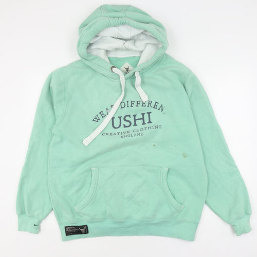 USHI Green Unisex Hoodie, Large, Casual Pullover