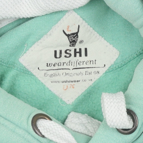 USHI Green Unisex Hoodie, Large, Casual Pullover
