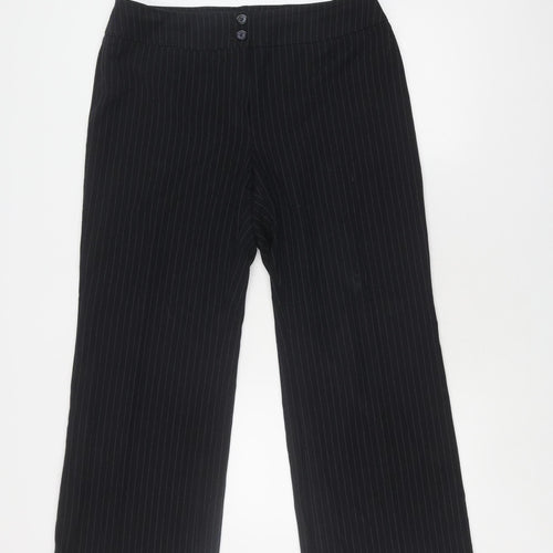 Marks and Spencer Women's Black Striped Trousers Size 16