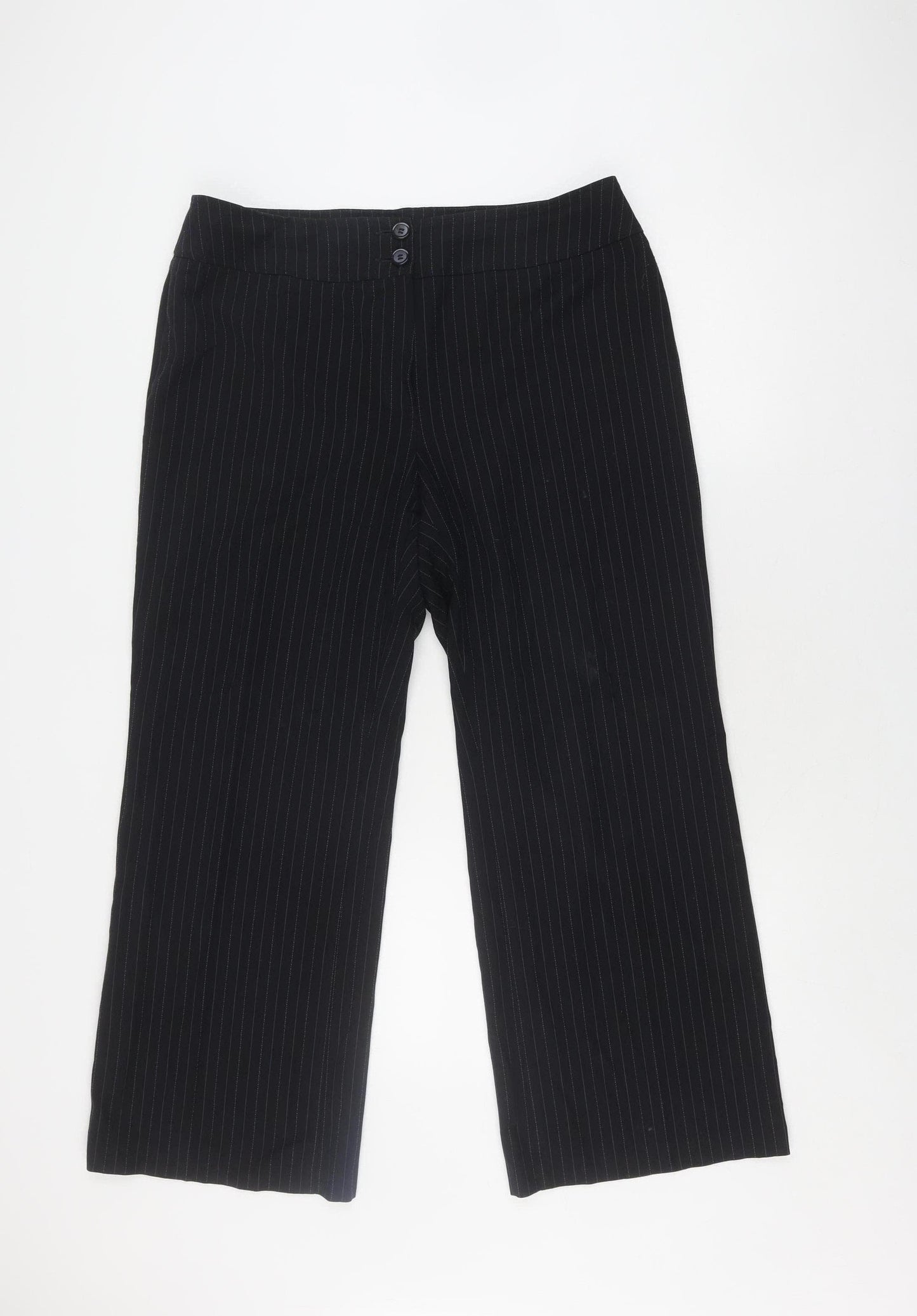 Marks and Spencer Women's Black Striped Trousers Size 16