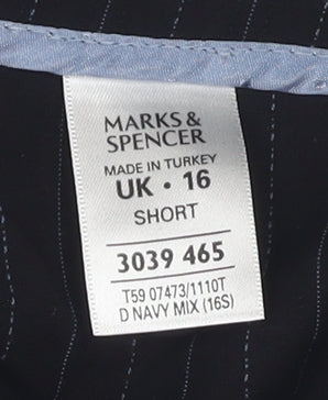 Marks and Spencer Women's Black Striped Trousers Size 16