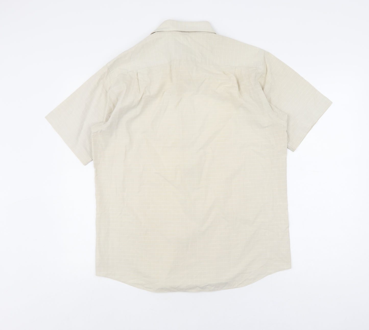 Thomas Nash Men's Beige Check Button-Up Shirt 15.5