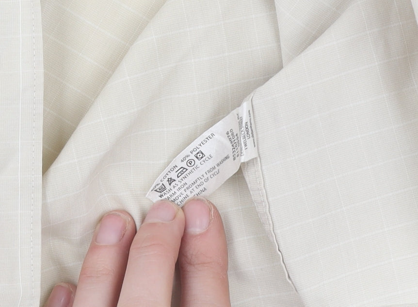 Thomas Nash Men's Beige Check Button-Up Shirt 15.5